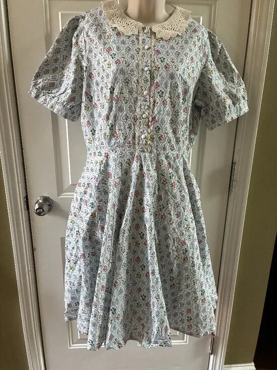 Ivy City Co Mae Dress Floral Lace Collar Puff Sleeve Cottagecore Size 14 - Picture 1 of 13
